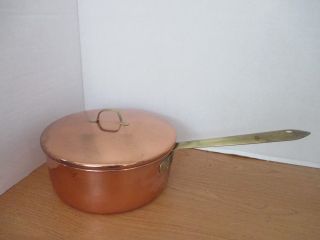 Copper & Brass 7.  5 " Sauce Pan & Lid Stainless Steel Interior