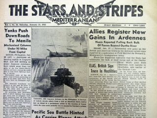 2 1945 Stars & Stripes Ww Ii Newspapers Germans Defeated At Battle Of The Bulge
