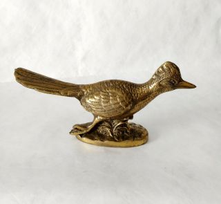 Vintage Cast Brass Roadrunner Figurine Bird 4x8.  5 "