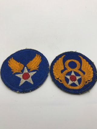 Wwii Us Army Air Force And 8th Air Force Patches Snowy Back World War 2 Issued