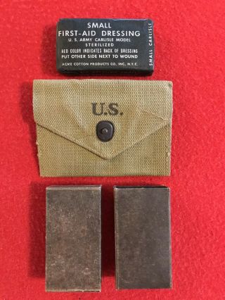 Wwii First Aid Pouch M1942 (b.  B.  S.  Co.  1943”) Nos Unissued