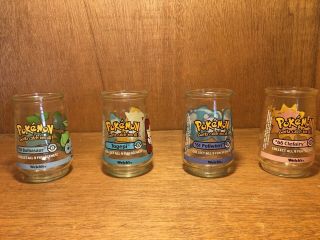 Vintage Pokemon Welch’s Jelly Jar Mini Glasses Nintendo 3,  6,  8,  And 9