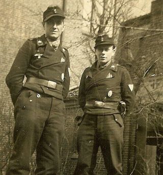 Best Pair German Panzer Obergefreiters Posed W/ Combat Awards & Holsters