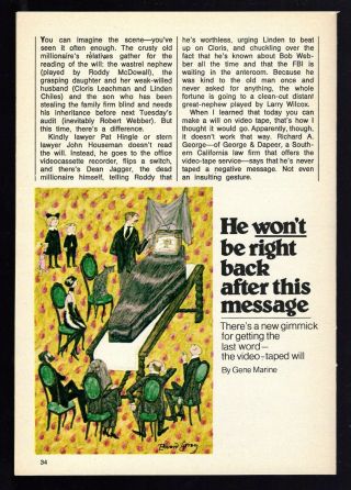 1980 Tv Guide Article Edward Gorey Illustration Video Taped Funeral