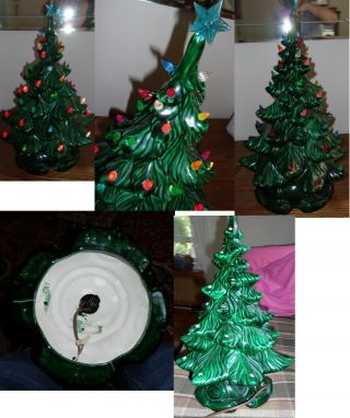 Vintage Lighted Ceramic Christmas Tree.  18 Inches Tall.
