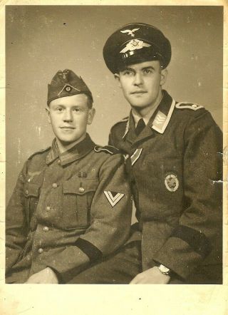 Lg.  Port.  Photo: Best Studio Pic Luftwaffe Airman & Wehrmacht Soldier Brothers
