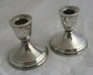 Duchin Creation 2 Weighted Sterling Silver Candle Holders 3 - 1/2 " H 3 - 1/4 " Base