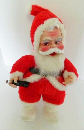 Rushton Company 15 " Coca Cola Santa Claus Rubber Face Plush Doll Bottle Intact