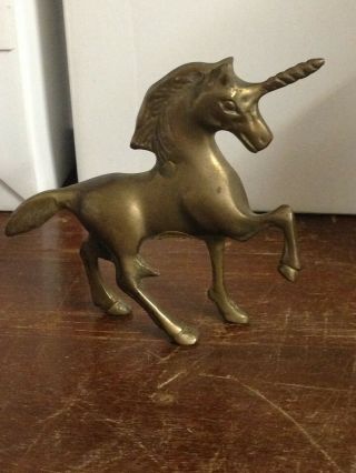 Vintage Leonard Solid Brass Unicorn Horse Sculpture Figurine Decorative