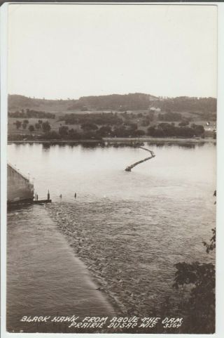Black Hawk From Above The Dam; Prarie Du Sac,  Wisconsin Rppc Postcard C2