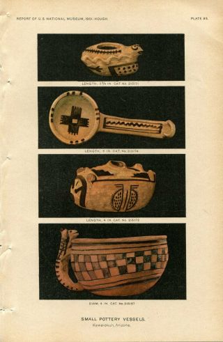 1901 Native American Indians Usa Kawaiokuh Arizona Small Pottery Vessels Print