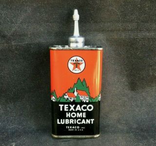 Texaco Home Lubricant Handy Oiler Lead Top Nos Uncut Old Advertising Oil Tin Can
