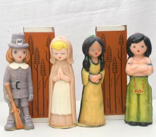 Gurley Thanksgiving Holiday 7 1/2 " Pilgrim & Native American Indian Candles