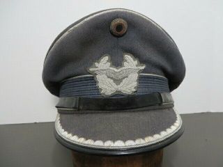 West German Luftwaffe Officers Visor Hat - Silver Wire Embrodiered
