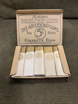 1930’s Full Box Of Gold Tip Gum Cigarette Form Chewing Gum