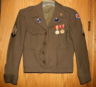 Ww2 U.  S.  Army Ike Jacket - Sargent Technician 4th Grade With Ribbons