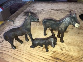 Early 1900’s Antique Cast Iron Horses And Dog Miniatures
