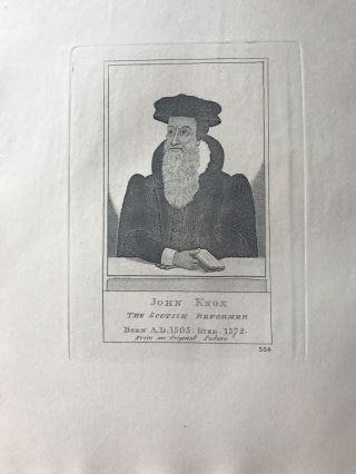 Orig.  19thc John Kay Engraving John Knox Scottish Reformer