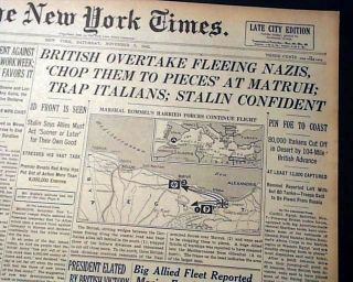 Second Battle Of El Alamein Egypt World War Ii Erwin Rommel Loss 1942 Newspaper