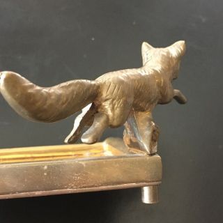 Vintage Brass Fox Figurine Sculpture Candy Dish Ashtray Paperweight 3
