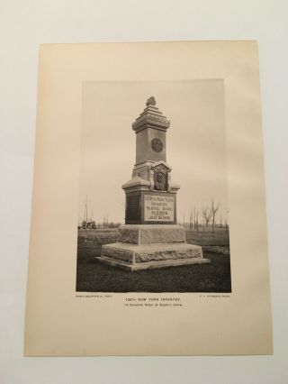 Kp46) 126th York Infantry Monument Gettysburg Civil War 1900 Print