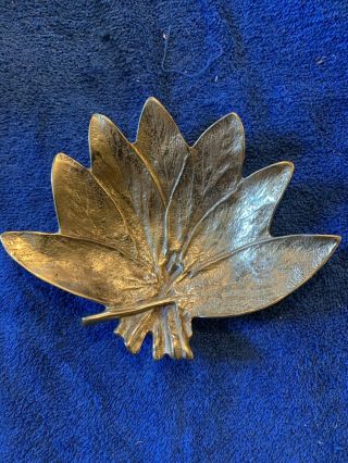 1950s Vintage Virginia Metalcrafters Sage Cluster Leaf Brass Tray 3 - 49