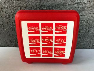 Coca - Cola Vintage Aladdin Plastic Coke Lunch Box With Languages Logos -