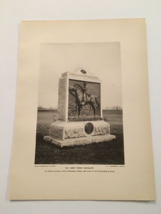 Kp45) 9th York Cavalry Monument Gettysburg Pennsylvania Civil War 1900 Print