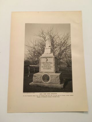 Kp46) 136th York Infantry Monument Gettysburg Civil War 1900 Print