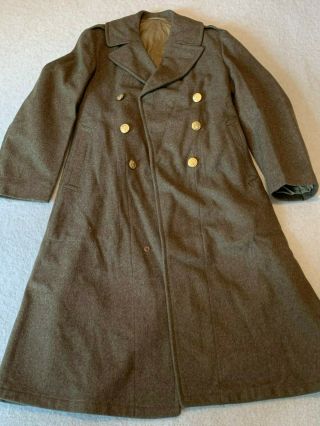 Wwii Us Army Gi Wool Overcoat,  Dtd.  1941,  Sz 38l,  50” Long,