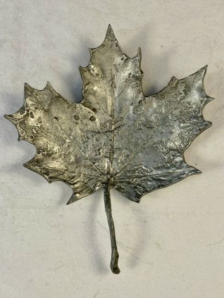 6 " Don Drumm Sculpted Pewter Metal Maple Leaf Trinket Dish Plate Signed