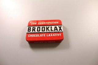 Vintage Empty Brooklax Chocolate Laxative Tablets Tin British Made Rare