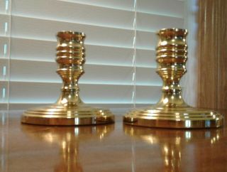 Vtg Baldwin 3 " Polished Brass Candlestick Holders 7280.  030 Vry Gd Cond