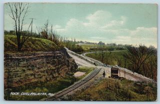 Postcard Mo Palmyra Rock Cut Railroad Track 1910 Pub Wells Book Store H22