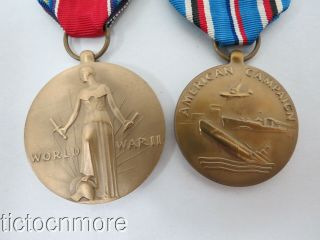 WWII US ARMY MEDAL GROUP VICTORY GOOD CONDUCT EUROPEAN THEATER AMERICAN DEFENSE 3