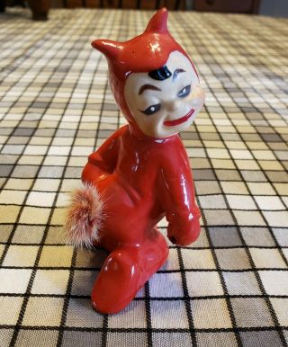 Vintage Kreiss Red Devil Pixie Elf Christmas Ceramic Figurine Japan