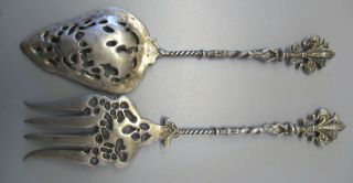 VINTAGE SILVER PLATE BAROQUE MONTAGNANI,  ITALY VERY ORNATE SERVING FORK & SPOON 2