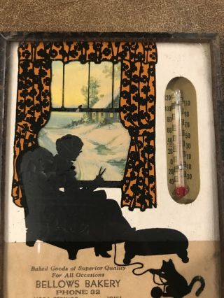 Vintage Thermometer Advertising Picture Frame Bellows Bakery Nora Springs Iowa 2