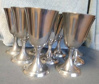 Set Of 9 Kirk Stieff Pewter Water Goblets 6.  5 "
