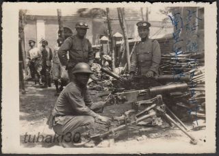 G11 China Jinan Incident 済南惨案 1928 Photo Captured Nra Machine Gun & Rifles