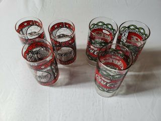 Coca - Cola Vintage (stained Glass) Tiffany Style Set Of 6