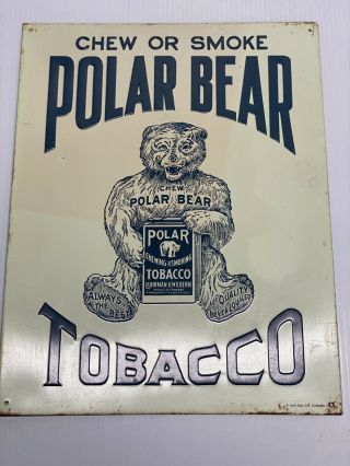 Polar Bear Tobacco Tin Sign 15 1/4 " Long 12 " Wide Aaa Sign Co
