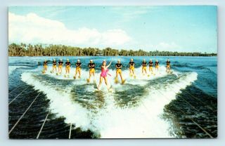 Cypress Gardens,  Fl - Esther Williams & Sailors Water Skiing - Postcard