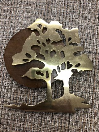 Vintage 1989 House Of Lloyd - Solid Brass Bonsai Tree Of Life - Hanging Wall Art