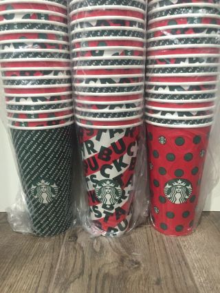 40 Starbucks Holiday Christmas Disposable Paper Cups Sleeve Venti 20 oz. 2