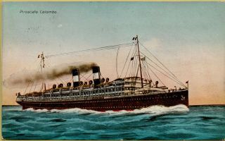 1926 Piroscafo Colombo Steamer Columbia Ship Boat Postcard B28