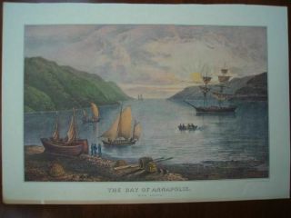 Vintage Currier & Ives Calendar Print The Bay Of Annapolis Nova Scotia Nautical