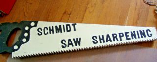 Wooden Trade Sign Schmidt Saw Sharpening 34 " X 8 " Vintage