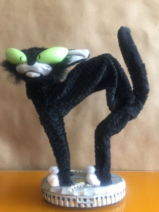 Vintage Gemmy Halloween Scrawny Black Cat Fraidy Cat.  Ready to sing and dance 2