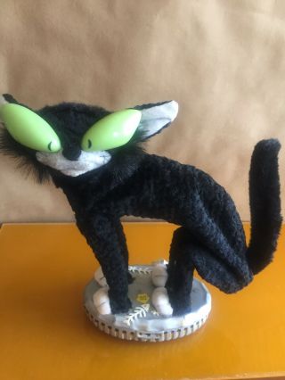 Vintage Gemmy Halloween Scrawny Black Cat Fraidy Cat.  Ready to sing and dance 3